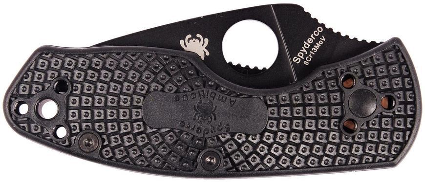 Нож Spyderco Ambitious Lightweight Black Blade Serrated FRN Серрейтор C148SBBK 871544 фото