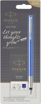 Ручка перова Parker VECTOR 17 Blue FP M Картриджі Parker Quink /5шт. синій блістер 102260 фото