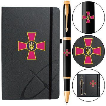 Ручка-роллер Parker IM 17 ARMY Black GT RB Емблема ЗСУ + блокнот Parker + подарочная упаковка GIFT24 102594 фото