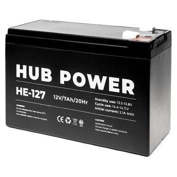 Hub Power НЕ-127 7А&bull;г 12В Свинцево-кислотна акумуляторна батарея 99-00021359 фото