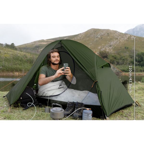 Намет надлегкий одномісний з футпринтом&nbsp;Naturehike Cycling&nbsp;1&nbsp;NH18A095-D, 210T, темний Зелений 6927595735671 999995314 фото