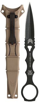 Ніж Benchmade SOCP Dagger Black Fixed Blade Knife with Tan Sheath 176BKSN 4000669 фото