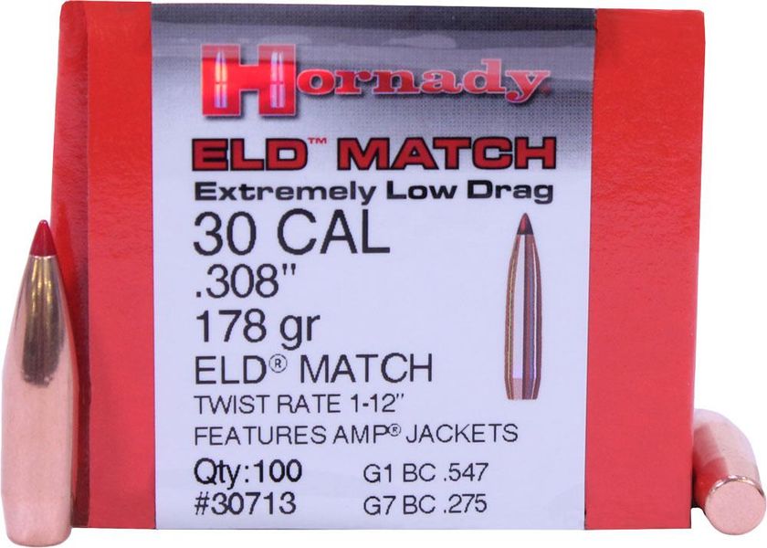 Пуля Hornady ELD Match кал .30 масса 178 гр (11.5 г) 100 шт 23702814 фото