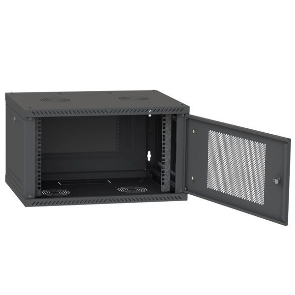 IPCOM 6U 600x450 Шафа телекомунікаційна двері перф (чорна) 99-00017721 фото