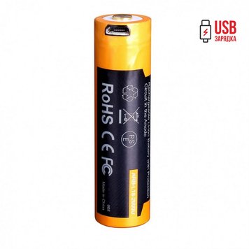 Акумулятор 18650 Fenix (2600 mAh) micro usb зарядка 40698 фото