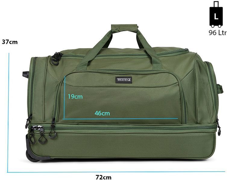 Сумка дорожная на колесах TravelZ Wheelbag Doubleloader green 96L (603099) 931072 фото