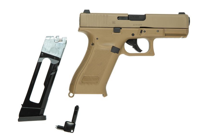 Пневматический пистолет Umarex Glock 19X TAN Blowback калибр 4,5 мм (с затворной задержкой) 5.8367 УЦ 1004284 фото